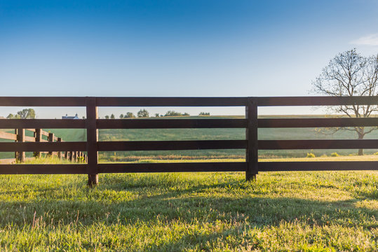 Horse Fence Across Field