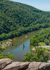 Fototapeta na wymiar Shenandoah River Near Harpers Ferry, West Virginia Aerial View From Maryland Heights Overlook