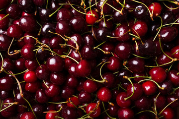 Ripe sweet cherry. Cherry. Cherry with water drops