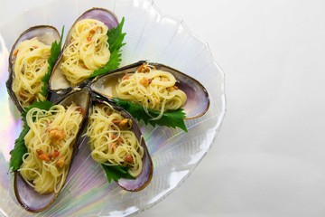 ムール貝の冷製パスタ
