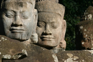 Fototapeta na wymiar The many faces of Angkor Thom, Cambodia