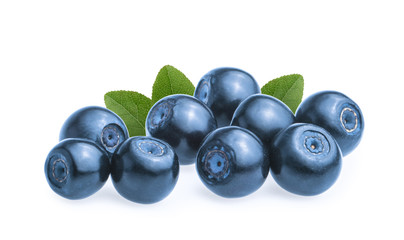 Blueberries (bilberries) isolated on white background