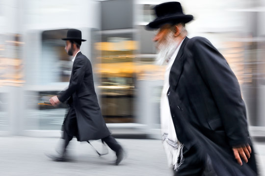 group of Jewish business people in the street