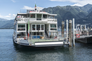 Moored boat in the Swiss lake