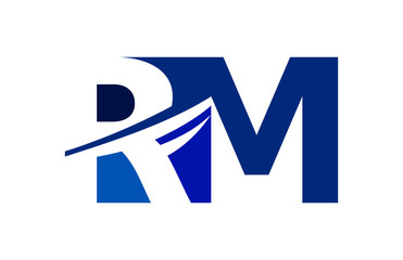 RM Negative Space Square Swoosh Letter Logo