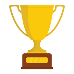 Winner trophy award gold cup on the stand cartoon flat icon element for sport award trophy design vector illustration