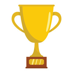 Winner trophy award gold cup on the stand cartoon flat icon element for sport award trophy design vector illustration