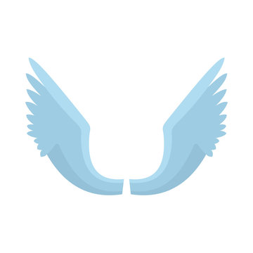 Blue wing flat icon for your design labels wing graphic and illustration vector object