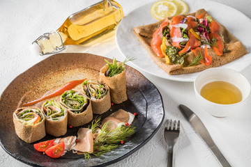 そば粉のクレープ　ガレット　 galette French food