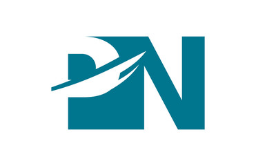 PN Negative Space Square Swoosh Letter Logo