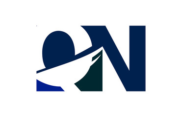 QN Negative Space Square Swoosh Letter Logo