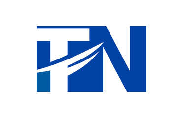 TN Negative Space Square Swoosh Letter Logo