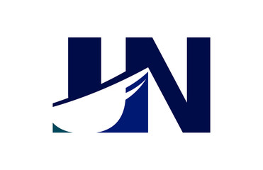 UN Negative Space Square Swoosh Letter Logo