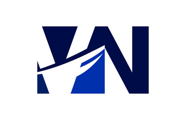 VN Negative Space Square Swoosh Letter Logo