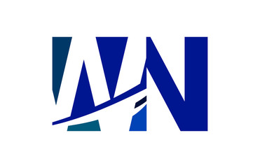 WN Negative Space Square Swoosh Letter Logo