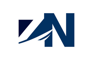 ZN Negative Space Square Swoosh Letter Logo