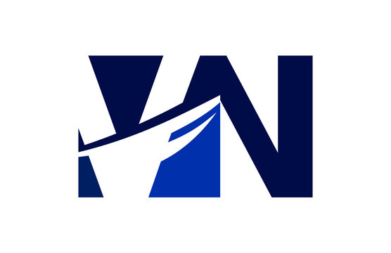VN Negative Space Square Swoosh Letter Logo