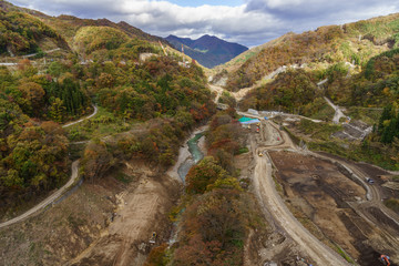 秋の八ッ場ダム予定地の風景
