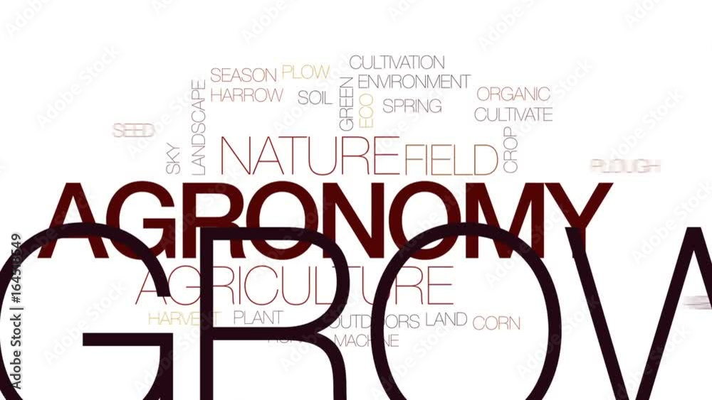 Poster Agronomy animated word cloud, text design animation. Kinetic typography.