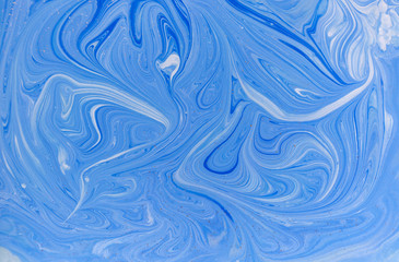 Marbled blue abstract background. Liquid marble pattern