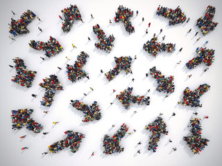 People have to choose the right direction. Concept of confusion. 3D Rendering