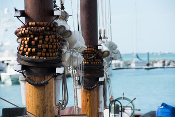Antique sailing rigging in Key West, Florida