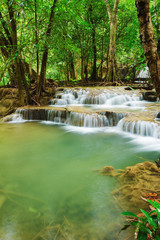 Fototapeta na wymiar Level 7 of Huay Mae Kamin waterfall in Khuean Srinagarindra National Park, Kanchanaburi, Thailand