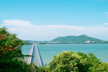 Tinsulanonda bridge. Concrete bridge are long way in thailand. Developed for communications.
