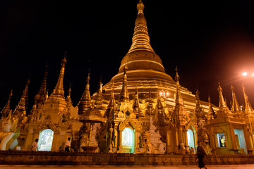 Shwedagon Pagoda at night Yangon Myanmar Burma