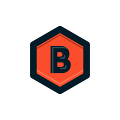 vintage b letter in polygon logo design