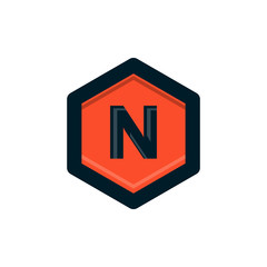 vintage n letter in polygon logo design