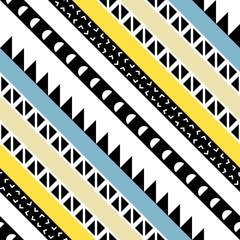Retro color seamless pattern. Fancy abstract geometric art print. Ethnic hipster ornamental lines backdrop.
