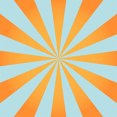 Orange and blue sunburst abstract background, vintage theme