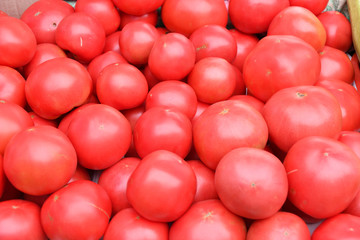 Ripe tomatoes are sold at the Bazaar