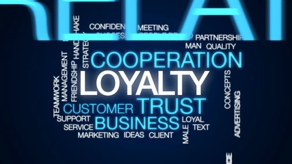 Loyalty animated word cloud, text design animation.