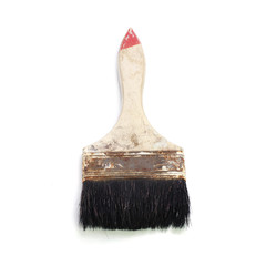 old paint brush isolated white background