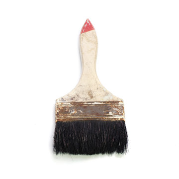 Old Paint Brush Isolated White Background