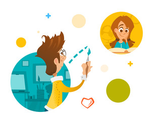  Young people boy and girl in social network internet