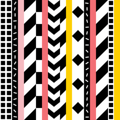 Retro color seamless pattern. Fancy abstract geometric art print. Ethnic hipster ornamental lines backdrop.