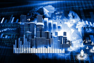 Fototapeta premium Real estate growth cart. 3d render