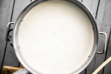 Craft Beer Wort Protein Break Foam into the Boil Kettle.
