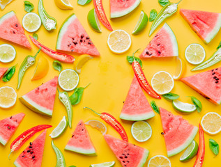 Watermelon and Chili pepper with lemons