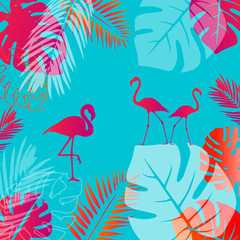 Obraz premium vector bird flamingo illustration pink exotic art silhouette beauty wild