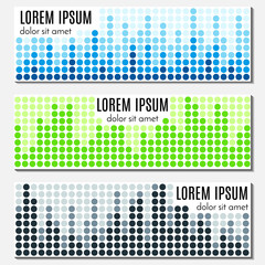 Set of colorful abstract header banners with equalizers and place for text. Vector backgrounds for web design.
