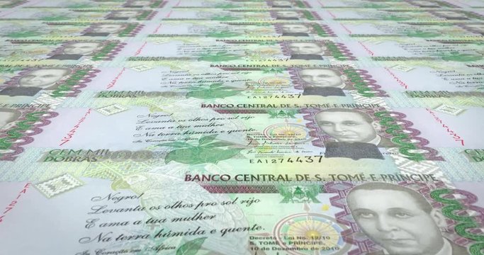 Banknotes of one hundred thousand dobras santotomense of Saint Thomas and Prince
