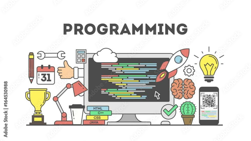 Sticker programming concept illustration.