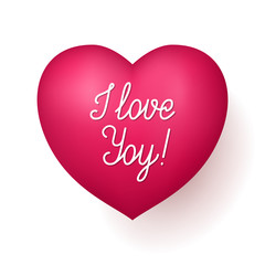 I love You red heart. Quote for very special person, beautiful romantic expression of feeling. Realistic vector illustration on white background