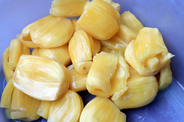 Piece of sweet yellow Jackfruit,Tropical fruit. © narin_nonthamand
