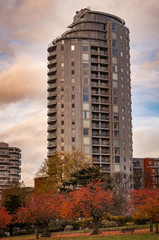 Altitude 25 is an apartment building on Fairfield Road and was Croydon's tallest building in 2016 at sunset in London, England, UK