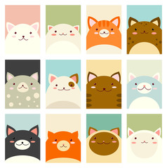 Set of banners with cute cats